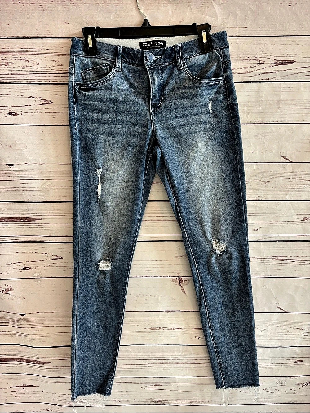 Mac & Me Women's Size 4 Light Blue Distressed Mid-Rise Skinny Ankle Denim Jeans